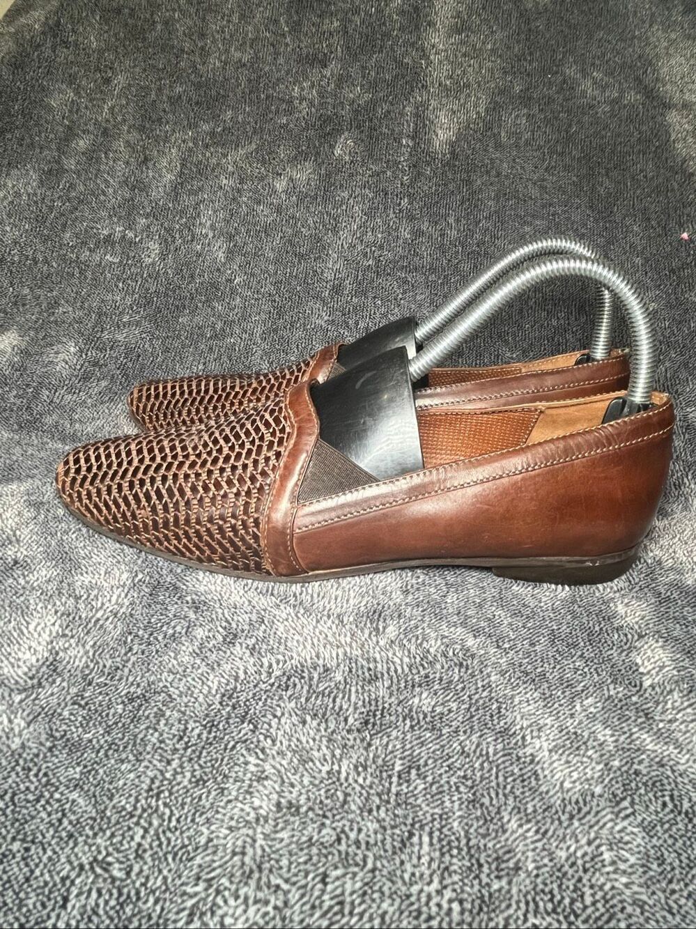 Sesto Meucci Vintage Woven Leather Loafers Brown Slip On Flats Women’s Size 8.5